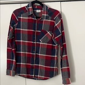 RVCA Red and Blue Plaid Shirt collared dress shirt with front pockets